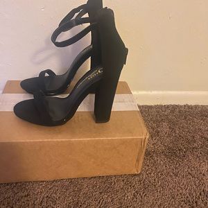 Black open toe heels